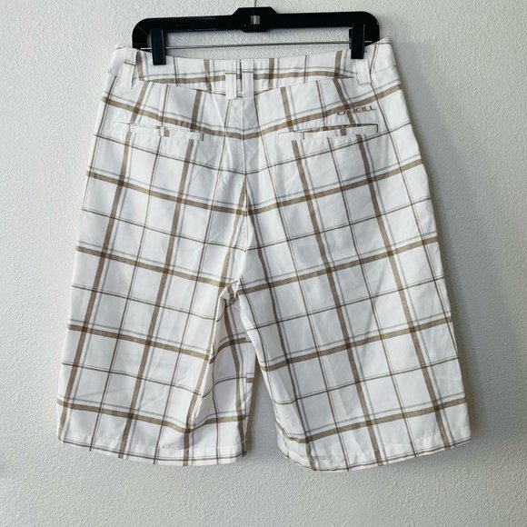 O'Neill Mens White Checkered Brown Shorts  Size: 32 - Picture 5 of 5